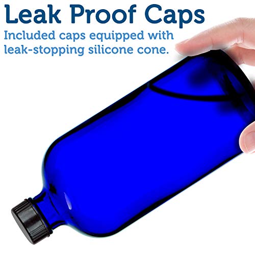 Empty Blue Glass Spray Bottles (2 Pack) - Bpa Free - Large 16 Oz Refillable Bottle For Plants, Pets, Essential Oils, Cleaning Products - Black Trigger Sprayer W/Mist And Stream Settings #TOP3