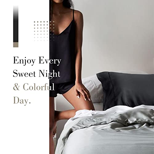 Wishsmile Cooling Pillowcases Black Queen Pillow Cases Pillowcases Set Of 2 Breathable Cool Silky Soft Moisture Wicking For Hot Sleepers,Hair And Skin Friendly,2 Pack,20X30 Inches #TOP4