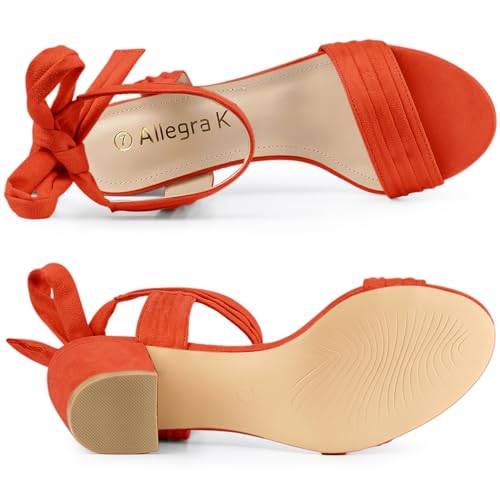 Image of Allegra K Women's Open Toe Ankle Tie Back Block Heels Sandals