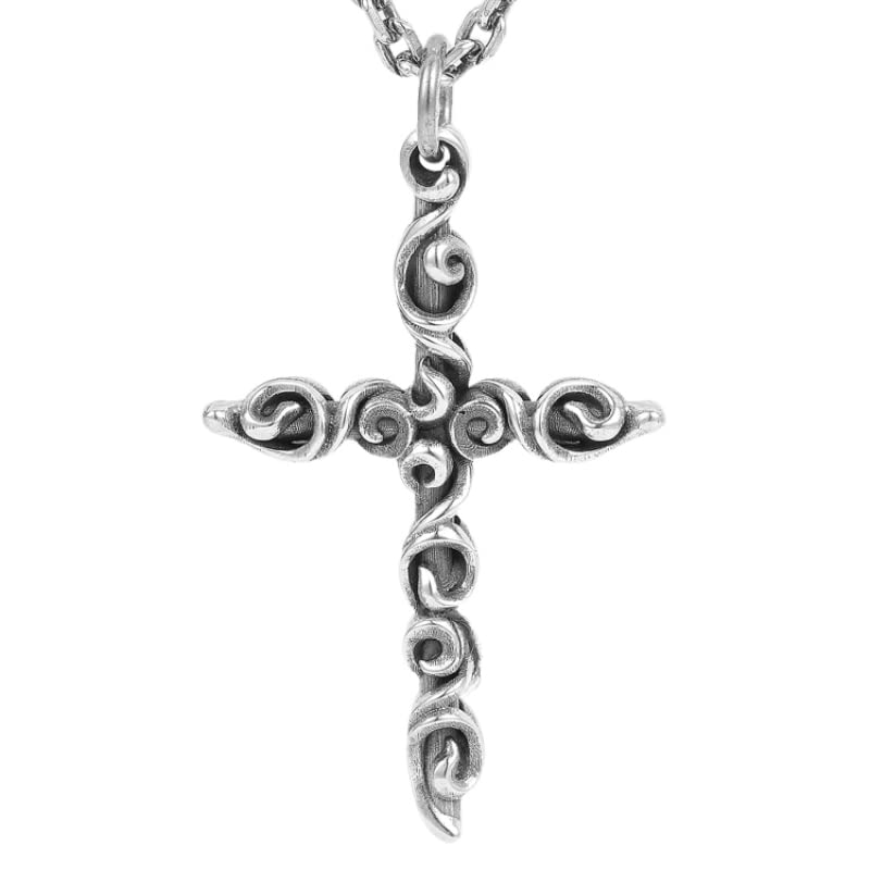 Collier pendentif croix hip-hop en argent thaïlandais idéal pour look streetwear de tous les jours