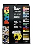 POSCA - Mitsubishi Pencil - Maxi Pack Multi-Pointes - 14 Marqueurs Peinture à Base d'Eau - Tout Support - Couleurs et Pointes Assorties - Pochon Offert
