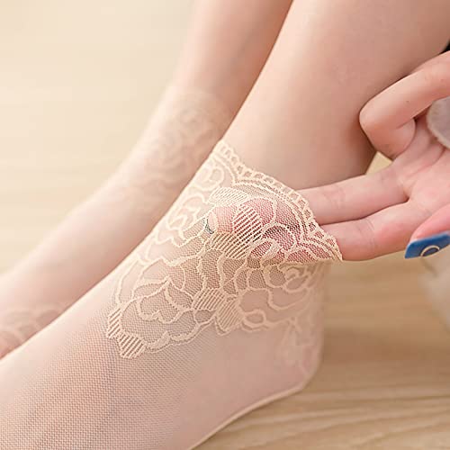 Sevening Nude Lace Ankle Socks For Women - 5Pairs Ruffle Socks Women - Fishnet Ankle Women Socks #TOP3