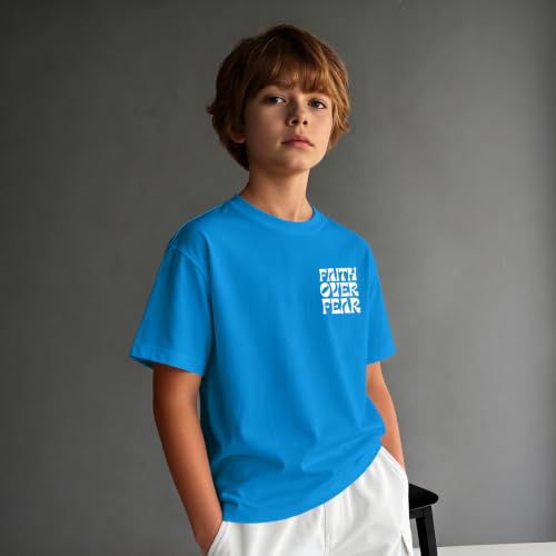Image of Boys Faith Over Fear Shirt Christian Jesus T Shirts for Kids Religious Inspirational Bible Verse Graphic Tees Tops