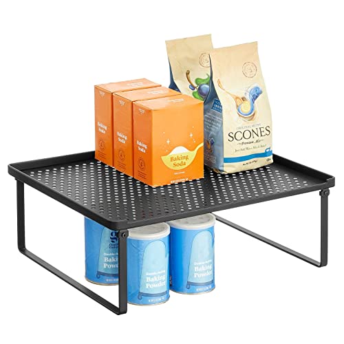 Mdesign Metal Kitchen Shelf Organizer Rack - Stacker Storage Risers For Cabinet, Counter, Cupboard, Or Pantry - Holder Stand For Plates, Dishes, Cups, Bowl, And Glasses - 2 Pack - Black #TOP4