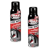 Black Magic 120270 Tire Wet Spray, Weather & Rinse-Resistant Formula that leaves Tires looking Wet, Black & Glossy in One Spray, 14.5 Fl. Oz. (Pack of 2)