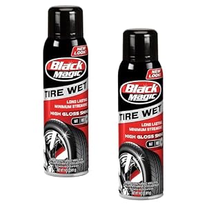 Black Magic 120270 Tire Wet Spray, Weather & Rinse-Resistant Formula that leaves Tires looking Wet, Black & Glossy in One Spray, 14.5 Fl. Oz. (Pack of 2)