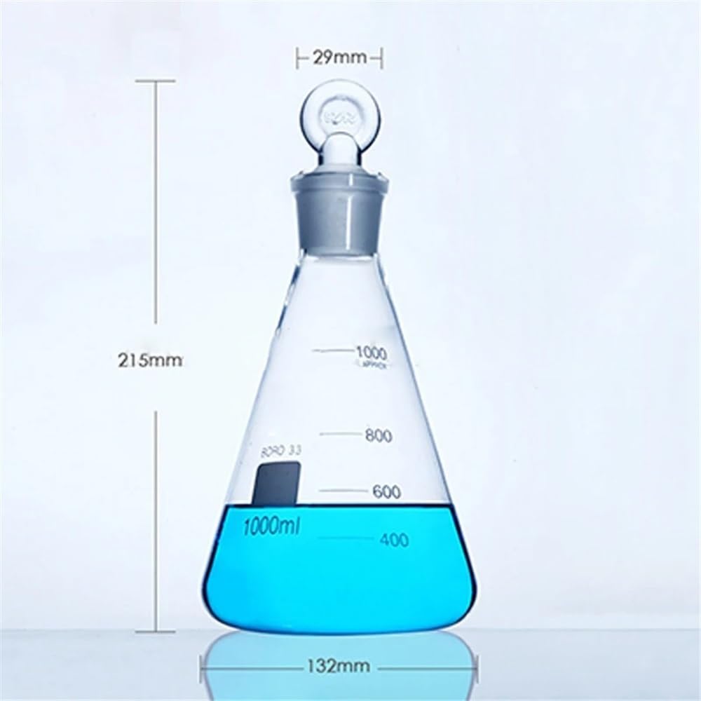 Attrezzature e forniture di laboratorio Beuta conica Erlenmeyer in vetro borosilicato da laboratorio 50 ml a 1000 con tappo smerigliato n. 19. 24. 29