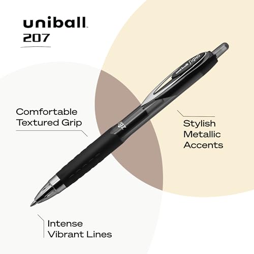 uni-ball 207 Retractable Gel Pens Medium Point, 0.7mm, Black, 12 Pack - Image 4