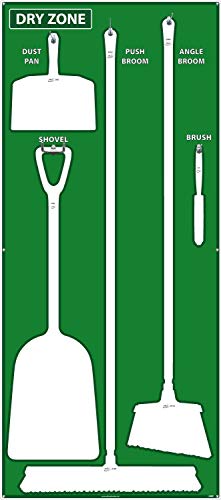 Image of NMC SB133ACP 5S Dry Zone Janitorial Shadow Board, 68 inchx30 inch, Green /White, Aluminum Composite Panel (Tools Sold Separately)