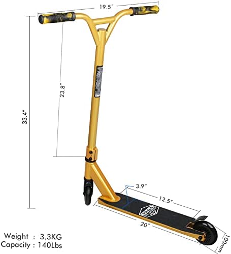 VOKUL TRII S2 Stunt Scooter - Freestyle Pro Spec 360 Degree - Tricks Scooter for Age 6+ Beginners Kids Boys Girls Teens, 19.5" W*23.8" H Handlebar, Reinforced Lightweight AL6061 20" L*3.9" W Deck