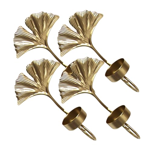 Uonlytech 4 Piezas Candelabros de Pared de Metal con Diseño de Dorada Soporte para Velas Decorativo y Montado Pared para Salón Dormitorio y Decoración Mural Elegante