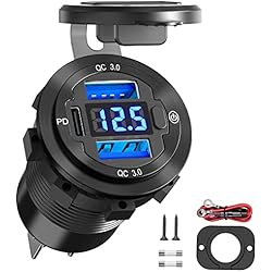 Cargador Usb Doble Para Auto Toma USB 12 Voltios: Toma USB 12V 56W USB Puerto Coche Aluminio 20W PD3.0 Motocicleta Cargador USB Impermeable Puerto USB Doble Toma USB QC3.0 con Interruptor 12V/24V Vehículo Marina Barco Accesorios