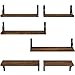 AMADA HOMEFURNISHING Wall Shelves Set of 6, Wood Floating Shelves for Wall Decor, Rustic Farmhouse Wall Shelves for Bedroom, Bathroom Shelves for Wall Storage, Book Shelves for Living Room, Brown