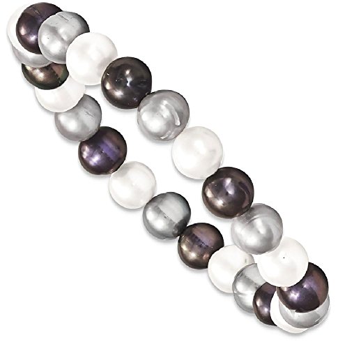 Ice Carats 8 9Mm Freshwater Cultured White/Platinum/Black Pearl Stretch Bracelet Gemstone Adjustable Wrap Fashion Jewelry For Women Gifts For Her #TOP7
