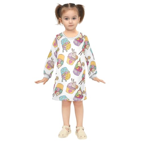 Fruity Thai Ice Girls Dresses Long Sleeve Sweatshirt Dress for Girls Winter Toddler Casual A Line Dresses Size 2-8T4