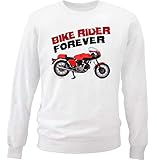  Teesandengines Ducati 750 Sport Bike Rider Forever Felpa di Cotone Bianca Size XLarge