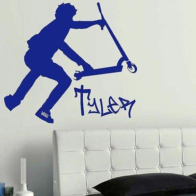 Creative Design Extra Large Personalised Stunt Scooter Creative Art PVC Quote Wall Stickers for Home D¨¦cor Murals for Living Room Bedroom Decals for House Decoration Accessories (Blue)