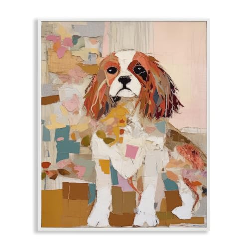 Spaniel Dog Abstract Geometric Portrait, 11 x 14 Inch Framed Giclée Print