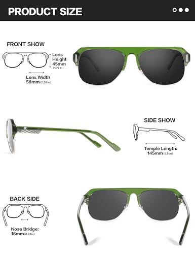 Image of BIRCEN Acetate Polarized Sunglasses for Men: Classic Metal Frame Club Sun Glasses UV Protection for Driving Vacation Golf Green