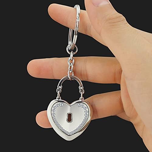 Freedale Silver Bling Glitter Keychain Crystal Rhinestone Love Heart Design Key Ring Keyring Charm Pendant Purse Bag Durable Metal Key Holder Jewellery Key Buckle for Women Girl