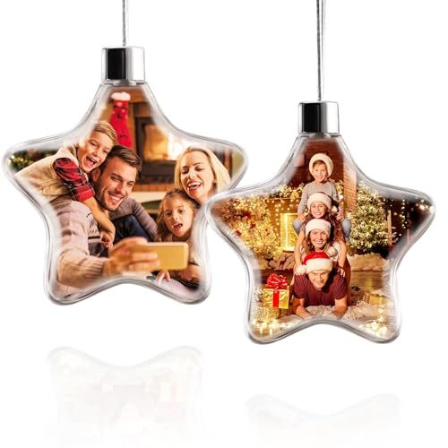 witfox Estrella de Navidad Personalizada con Foto -Decoración Navidad de 2024, Adornos Navidad Personalizados, Familiares, Pareja y Amigos