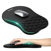 TECKNET Ergonomisches Mauspad, Memory-Schaum Mousepad mit Handauflage & Weiches Massagedesign zur Schmerzlinderung, Gaming Mauspad mit Gelkissen und Rutschfester PU-Basis für Büro, Home, Laptop, PC