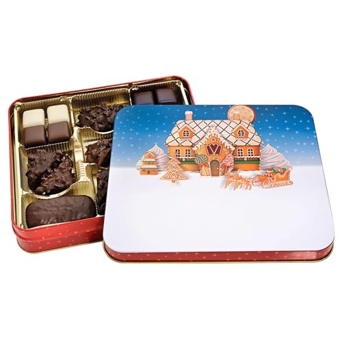 LEBKUCHEN WELT Präsentdose Weihnachtsdorf mit Lebkuchen-Mischung 250g Geschenkdose Präsentdose Lebkuchen-Dose Geschenk Blechdose