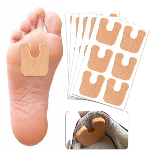 Tomonobu Almohadillas de fieltro en forma de U, protegen los callos de roces en los zapatos, reducen el dolor de pies y talones, almohadillas autoadhesivas para pedicura (paquete de 36)