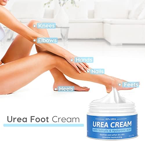 Urea Cream,GIMGO Foot Cream for Cracked Heels and Dry Skin,Urea Foot Cream 40%,Cracked Heel Repair Cream For Feet,Knees,Hand&Elbows,Rough,Cracked,Dead Skin,4.3oz(120g)