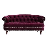 Jennifer Taylor Home La Rosa Victorian Chesterfield Loveseat, Burgundy Velvet