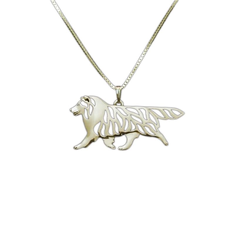 18K Yellow Gold Shetland Sheepdog Pendant Necklace Gift For Dog Lovers Dog Necklace Pet Jewelry Dog Memorial Dog Keepsake Dog Loss Pet Show Dog Rare Personalized Animal Jewelry Unique Birthday Gift
