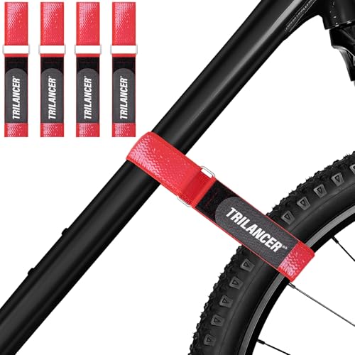 Trilancer Adjustable Bike Rack Straps 4 Pack 66 x 3.8cm Wheel Stabilizer Straps with Hook and Loop Fastening and Anti-Slip Coating for Car Bike Racks Wall Mounts Transport and Storage
