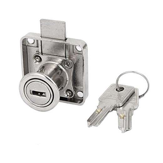 Aexit 19 mm x 22 mm Cylinder Metall Fyrkantig låda Lock Locker Silver Tone w 2 Keys(Serrure de tiroir à cylindre de 19 mm x 22 mm en métal, base carrée, ton argent avec 2 clés
