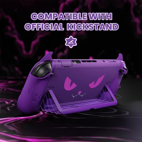 PlayVital Cute Demon Protective Shell for Nintendo Switch 2, Kawaii Anti-Slip Silicone Grip Cover + Dockable Hard Case for Nintendo Switch 2 with Thumb Grips & Sticker, Shockproof - Purple — view 2