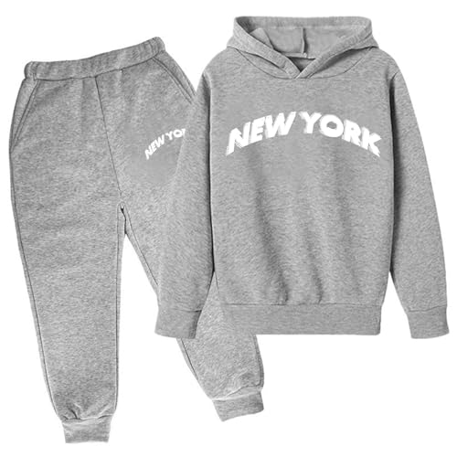 Sweat à capuche et pantalon garçon ensemble gris 4-5 ans