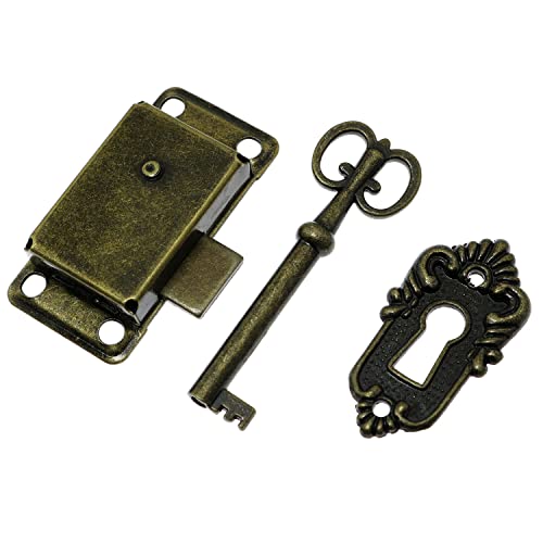 Skeleton Key Lock Dzs Elec 2Set Vintage Cabinet Cupboard Furniture Decorative Lock With Key And Screws For Chest Cupboard Furniture, Case Box Lock #TOP30