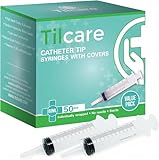 60ml Catheter Tip Syringe with Covers 50 Pack by Tilcare - Sterile Plastic Medicine Food Droppers for Children, Pets or Adults – Latex-Free Oral Medication Dispenser - Large Feeding Tube Syringes