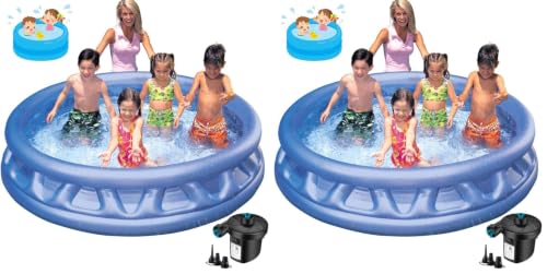 Image of Toy Imagine 6.17 ft Soft Side Inflatable Swimming Pool for Kids & Family - Durable PVC Round Pool with Air Pump | 3 Air Chambers, Drain Plug | Easy Inflate | Indoor & Outdoor Use (Pack of 2)