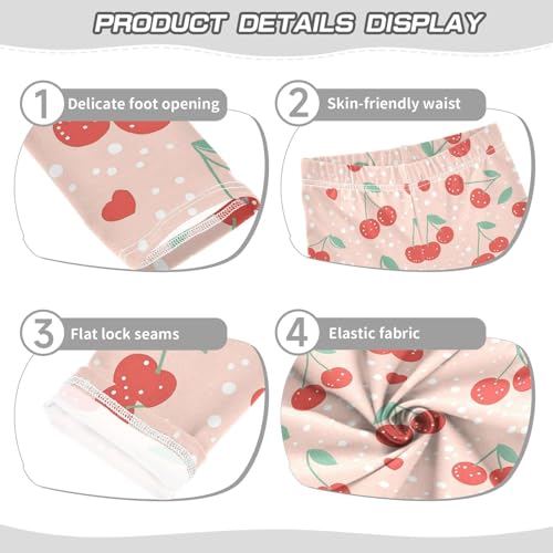 Cherry Hearts Girls' Leggings Toddler Doodles White Dots Kids Yoga Pants Dance Active Tights 4T3