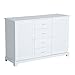 Produktbild HOMCOM Sideboard Schrank Dielenschrank Badschrank Kommode Lamellentür Weiß 120x40x80cm