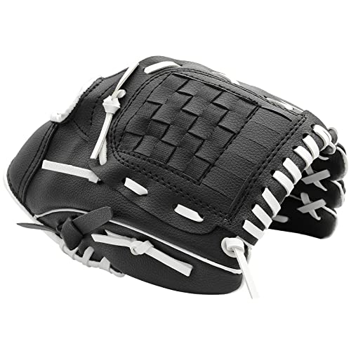 Baseball Glove, Softball Mitt, Baseball Mitt，9.5''-12.5'' For T-Ball Youth Adult Training And Beginner Play, Softball Glove Left Hand Glove, Right Hand Throw (Black B, 12.5"|Ages Over 17) #TOP2