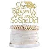 Qertesl She Believed She Could So She Did Cake Topper,2026 Graduation Cake Topper,Decorations for Girls,2026 High School/College/University Graduation (gold)