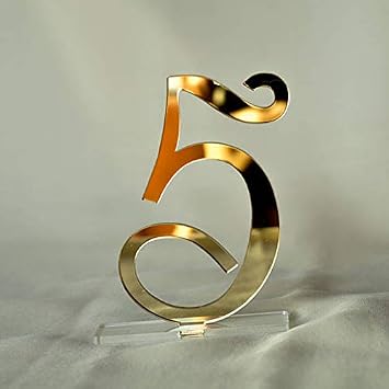 Elegant Mirror Acrylic Standing Table Numbers, Mirrored Wedding Decor Gold, 1-10
