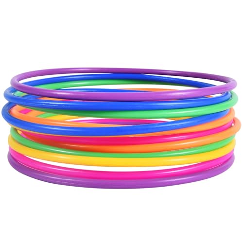 Image of OBTANIM 12 Pcs Plastic 7 Inch Ring Toss Game for Kids and Outdoor Toss Rings for Speed and Agility Practice Game, Random Colors