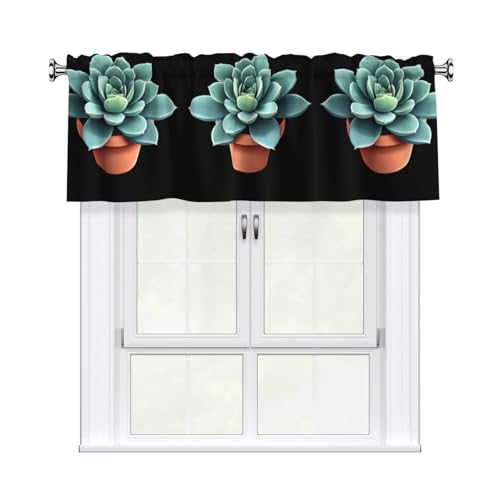 AKGFFDS Porcelain pot with meat Printing Curtain Valance 54x18in for Kitchen, Bathroom, Laundry Room, and Studio Decor