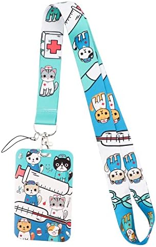Nurse Lanyard with Clip Card Holder for ID Keys, Neck Strap with Hard Plastic Case