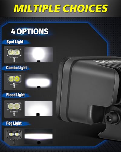 Image of LED Pods 4Pcs 3 inch 80W Driving Flood CREE LED Pod Lights | White + Yellow Small Off Road Lights Backup Reverse Scene Lights for Trucks Motorcycle UTV ATV SUV Dirt Bike