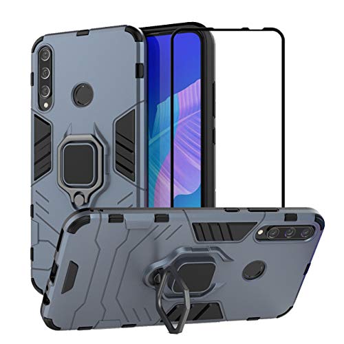 EasyLifeGo for Huawei Y7P 2020 / Huawei P40 lite E Kickstand Case with Tempered Glass Screen Protector [2 Pieces], Hybrid Heavy Duty Armor Dual Layer Anti-Scratch Case Cover, Blue