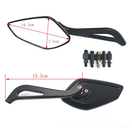 Espejo retrovisor de moto negro universal Yamaha FZ-6 XSR-700 MT09 aluminio 8-10 mm 3