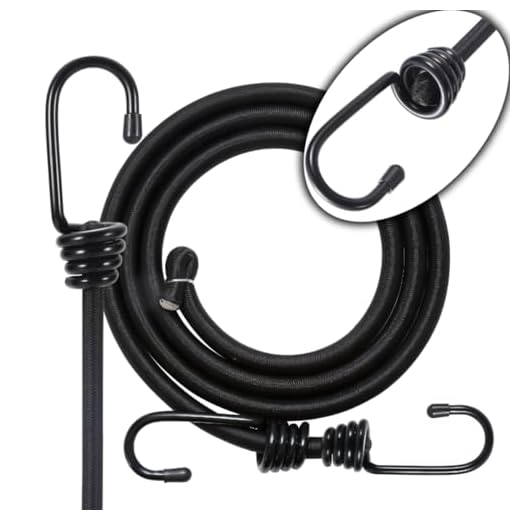 Yuxh Bungee Cords Heavy Duty Outdoor Extra Long Bungee Straps with Hooks Black Bunji Cord 80inch2Pcs